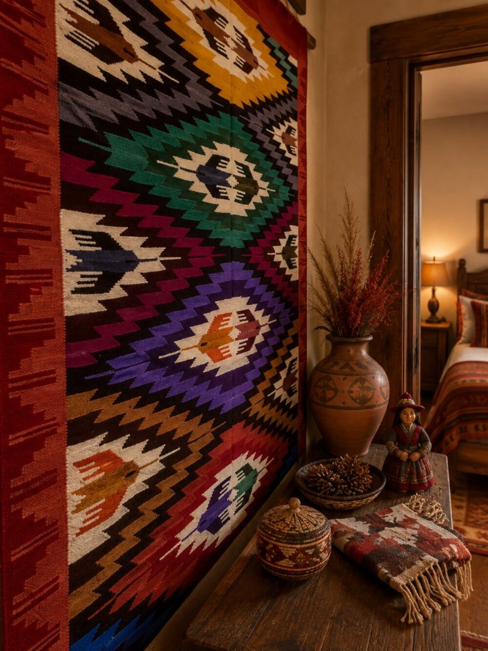 Andean Rustic Art Decor Hummingbird Tapestry – Authentic Peruvian Wall Hanging –